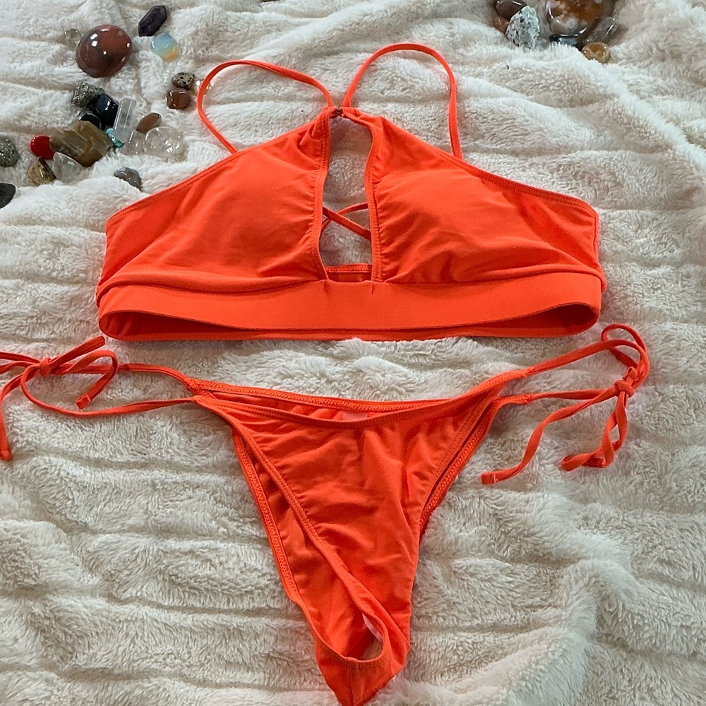 Vibrant Orange Women's Swim Set